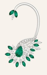 白金鉆石耳環，鑲飾祖母綠
