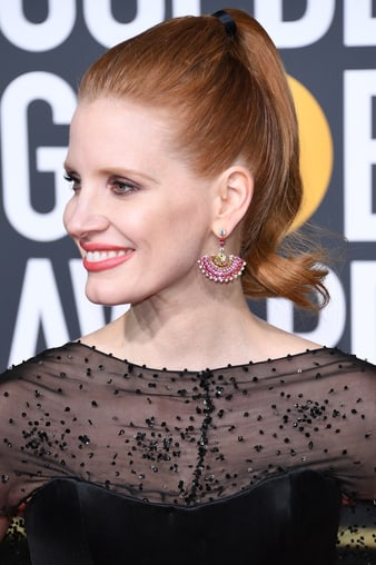杰西卡•查斯坦(Jessica Chastain)佩戴PIAGET伯爵高级珠宝耳环