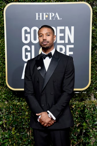 迈克尔·B·乔丹(Michael B Jordan)佩戴PIAGET伯爵Polo白金钻石腕表出席盛会